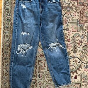 GAP High Rise Barrel Jeans in Blue